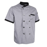 Maxbell Chef Jacket Uniform Short Sleeve Hotel Kitchen Apparel Cook Coat M Gray