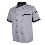 Maxbell Chef Jacket Uniform Short Sleeve Hotel Kitchen Apparel Cook Coat M Gray