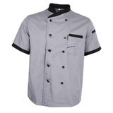 Chef Jacket Uniform Short Sleeve Hotel Kitchen Apparel Cook Coat L Gray