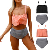 Maxbell Women Vintage High Waist Bikini Set Push up Swimsuit Bathing Suit Pink M