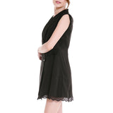 Maxbell Womens Black Summer Coat Dress Sleeveless Skater Dress Double Breasted L