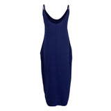 Maxbell Women Sleeveless V Neck Loose Beach Tank Maxi Dress with Pockets Blue S