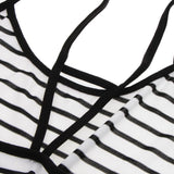 Maxbell Lady Summer Sleeveless Stripe Loose Mini Dress Beach Party Sundress M White