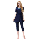 Maxbell Muslim Women Swimwear Swimsuit Short Sleeve Islamic Beachwear Burkini 2XL Navy Blue