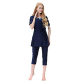 Maxbell Muslim Women Swimwear Swimsuit Short Sleeve Islamic Beachwear Burkini 2XL Navy Blue