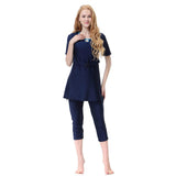 Maxbell Muslim Women Swimwear Swimsuit Short Sleeve Islamic Beachwear Burkini 2XL Navy Blue