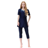 Maxbell Muslim Women Swimwear Swimsuit Short Sleeve Islamic Beachwear Burkini 2XL Navy Blue