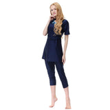 Maxbell Muslim Women Swimwear Swimsuit Short Sleeve Islamic Beachwear Burkini 2XL Navy Blue