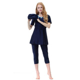 Maxbell Muslim Women Swimwear Swimsuit Short Sleeve Islamic Beachwear Burkini 2XL Navy Blue