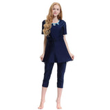 Maxbell Muslim Women Swimwear Swimsuit Short Sleeve Islamic Beachwear Burkini 2XL Navy Blue