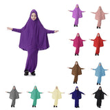 Maxbell Girl Muslim Islamic Long Sleeve Two-Piece Prayer Dress Abaya Light Purple XL