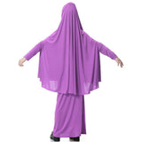 Maxbell Girl Muslim Islamic Long Sleeve Two-Piece Prayer Dress Abaya Light Purple XL