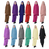 Maxbell Girl Muslim Islamic Long Sleeve Two-Piece Prayer Dress Abaya Light Purple XL