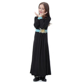 Maxbell Muslim Islamic Kids Girls Robe Long Sleeve Abaya O Neck Maxi Dress 2XL Black