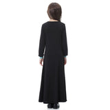 Maxbell Muslim Islamic Kids Girls Robe Long Sleeve Abaya O Neck Maxi Dress 2XL Black