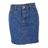 Women Classic Fit Casual A-Line Mini Pencil Denim Short Skirt Denim Blue S