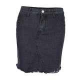 Women Classic Fit Casual A-Line Mini Pencil Denim Short Skirt Black M