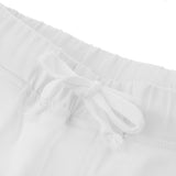 Maxbell Women Trousers Casual Pants Elastic Mid Waist Pocket Pencil Pants S White