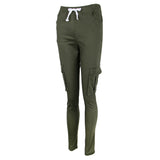 Maxbell Women Trousers Casual Pants Elastic Mid Waist Pocket Pencil Pants M Green