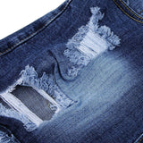 Maxbell Women High Waisted Ripped Denim Shorts Jeans Shorts Hot Pants L Navy Blue
