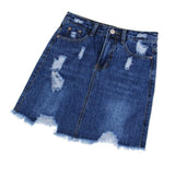 Maxbell High Waisted Ripped Denim Skirt Distressed Jean Skirt Slim Fit M Navy Blue