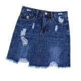 Maxbell High Waisted Ripped Denim Skirt Distressed Jean Skirt Slim Fit M Navy Blue