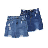 Maxbell High Waisted Ripped Denim Skirt Distressed Jean Skirt Slim Fit M Navy Blue