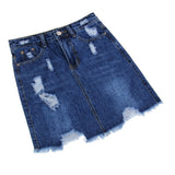 Maxbell High Waisted Ripped Denim Skirt Distressed Jean Skirt Slim Fit M Navy Blue
