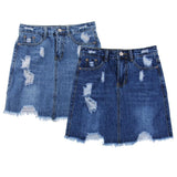 Maxbell High Waisted Ripped Denim Skirt Distressed Jean Skirt Slim Fit M Navy Blue