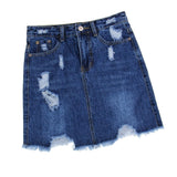 Maxbell High Waisted Ripped Denim Skirt Distressed Jean Skirt Slim Fit M Navy Blue