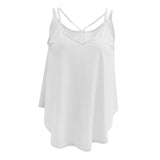 Women Ladies Solid Sleeveless Strappy Swing Camisole Vest Tank Top S White