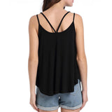 Women Ladies Solid Sleeveless Strappy Swing Camisole Vest Tank Top S Black