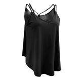 Maxbell Women Ladies Solid Sleeveless Strappy Swing Camisole Vest Tank Top L Black