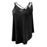Maxbell Women Ladies Solid Sleeveless Strappy Swing Camisole Vest Tank Top L Black