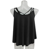 Maxbell Women Ladies Solid Sleeveless Strappy Swing Camisole Vest Tank Top L Black