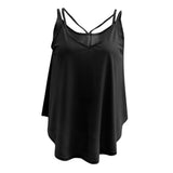 Maxbell Women Ladies Solid Sleeveless Strappy Swing Camisole Vest Tank Top L Black