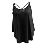 Maxbell Women Ladies Solid Sleeveless Strappy Swing Camisole Vest Tank Top XL Black
