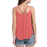 Maxbell Women Ladies Solid Sleeveless Strappy Swing Camisole Vest Tank Top S Red