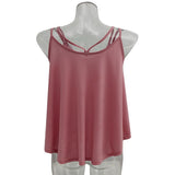 Maxbell Women Ladies Solid Sleeveless Strappy Swing Camisole Vest Tank Top M Red