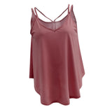 Maxbell Women Ladies Solid Sleeveless Strappy Swing Camisole Vest Tank Top M Red