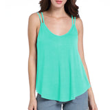 Maxbell Women Ladies Solid Sleeveless Strappy Swing Camisole Vest Tank Top S Blue