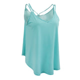 Maxbell Women Ladies Solid Sleeveless Strappy Swing Camisole Vest Tank Top S Blue