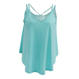 Maxbell Women Ladies Solid Sleeveless Strappy Swing Camisole Vest Tank Top S Blue