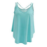 Maxbell Women Ladies Solid Sleeveless Strappy Swing Camisole Vest Tank Top XL Blue