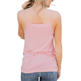 Striped Strappy Cami Top Spaghetti Strap Vest Tank Summer Casual S Pink