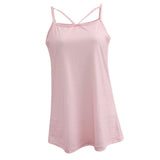 Maxbell Striped Strappy Cami Top Spaghetti Strap Vest Tank Summer Casual M Pink