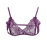Maxbell Sexy Women Sheer Lace Bra Panties Thong Lingerie Set Nightwear Purple