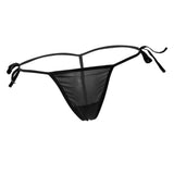 Women's Bandage Sheer Solid G-string Briefs Panties T-back Underwear Black