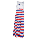 Maxbell Women Casual Stars and Stripes Prints Sleeveless Maxi Tank Dress L Style 1