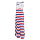 Maxbell Women Casual Stars and Stripes Prints Sleeveless Maxi Tank Dress L Style 1